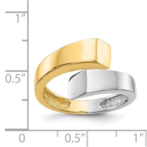 14k Yellow Gold Two-tone Square Overlapping Ring - Picture 3 of 6